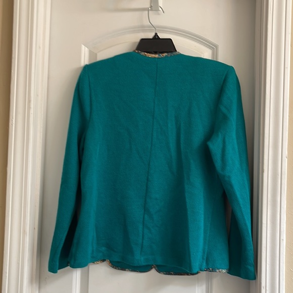 Pablo Collection Turquoise Teal Button Blazer Suit Jacket size 12 - Picture 14 of 17